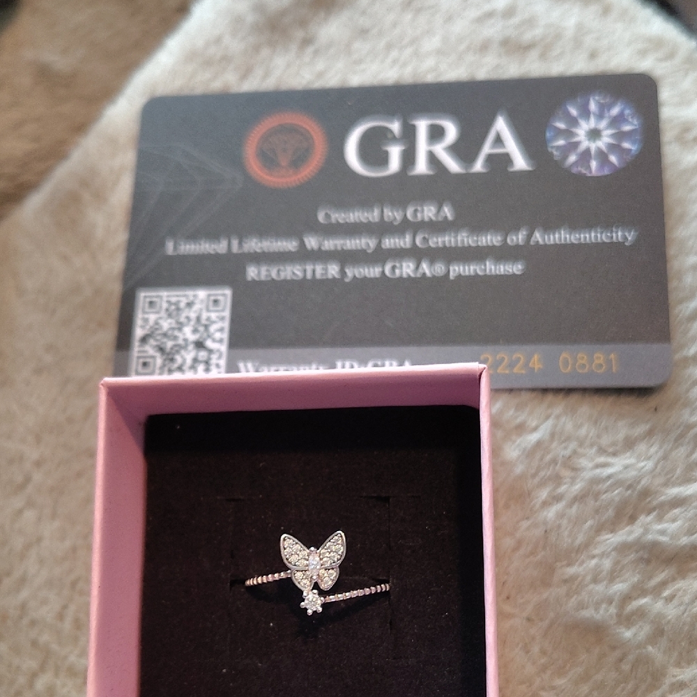 Authentic Moissanite I Butterfly Ring. Size 7 Worn Once